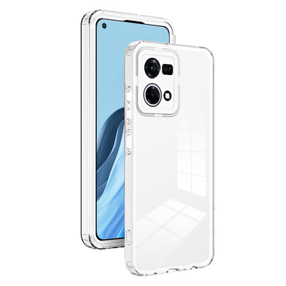 For Oppo Reno7 4G / Reno8 4G / F21 Pro 4G TPU Backplate + PC Frame + PC Camera Ring Hybrid Case 3-in-1 Clear Protection Cover