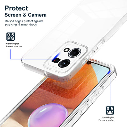 For Oppo Reno7 4G / Reno8 4G / F21 Pro 4G TPU Backplate + PC Frame + PC Camera Ring Hybrid Case 3-in-1 Clear Protection Cover