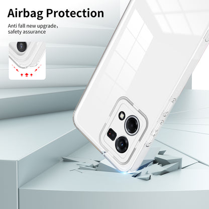 For Oppo Reno7 4G / Reno8 4G / F21 Pro 4G TPU Backplate + PC Frame + PC Camera Ring Hybrid Case 3-in-1 Clear Protection Cover