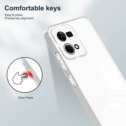 For Oppo Reno7 4G / Reno8 4G / F21 Pro 4G TPU Backplate + PC Frame + PC Camera Ring Hybrid Case 3-in-1 Clear Protection Cover