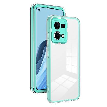 For Oppo Reno7 4G / Reno8 4G / F21 Pro 4G TPU Backplate + PC Frame + PC Camera Ring Hybrid Case 3-in-1 Clear Protection Cover