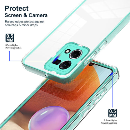 For Oppo Reno7 4G / Reno8 4G / F21 Pro 4G TPU Backplate + PC Frame + PC Camera Ring Hybrid Case 3-in-1 Clear Protection Cover