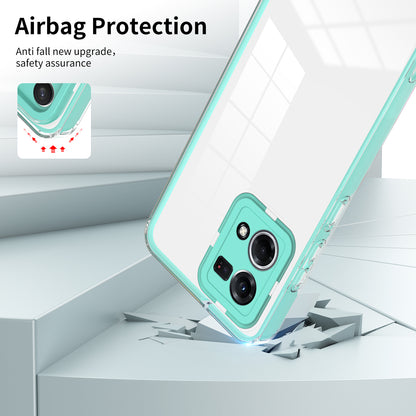For Oppo Reno7 4G / Reno8 4G / F21 Pro 4G TPU Backplate + PC Frame + PC Camera Ring Hybrid Case 3-in-1 Clear Protection Cover