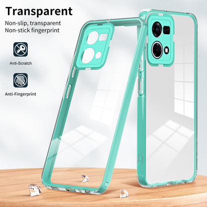 For Oppo Reno7 4G / Reno8 4G / F21 Pro 4G TPU Backplate + PC Frame + PC Camera Ring Hybrid Case 3-in-1 Clear Protection Cover