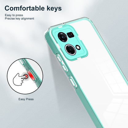 For Oppo Reno7 4G / Reno8 4G / F21 Pro 4G TPU Backplate + PC Frame + PC Camera Ring Hybrid Case 3-in-1 Clear Protection Cover