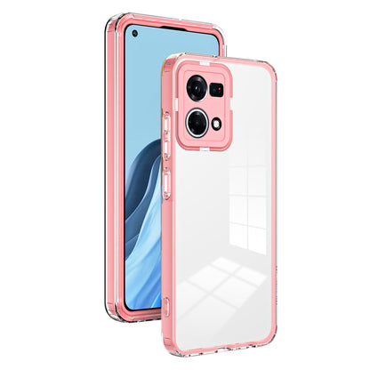For Oppo Reno7 4G / Reno8 4G / F21 Pro 4G TPU Backplate + PC Frame + PC Camera Ring Hybrid Case 3-in-1 Clear Protection Cover