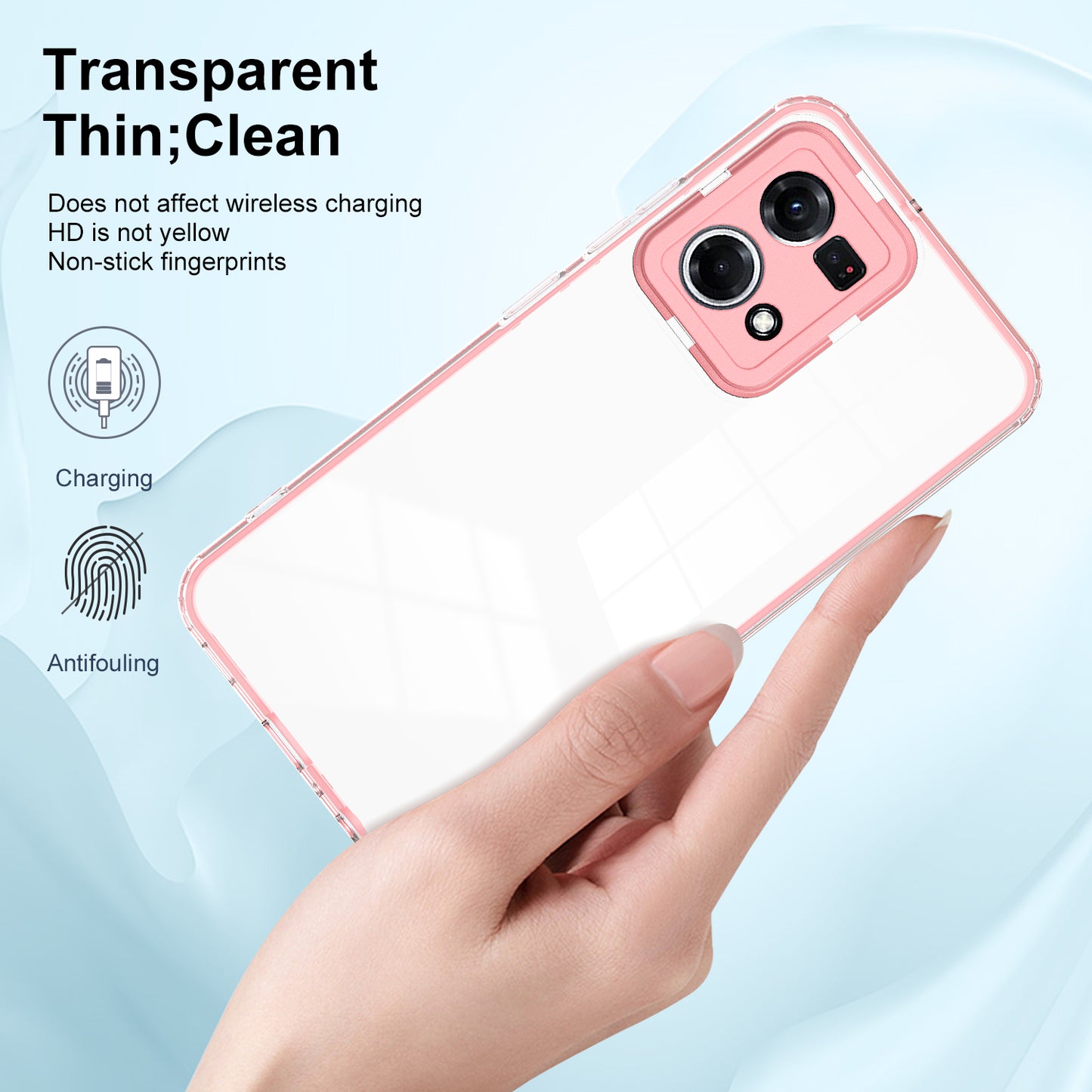 For Oppo Reno7 4G / Reno8 4G / F21 Pro 4G TPU Backplate + PC Frame + PC Camera Ring Hybrid Case 3-in-1 Clear Protection Cover