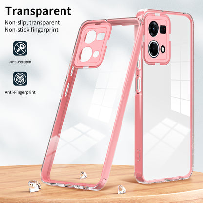 For Oppo Reno7 4G / Reno8 4G / F21 Pro 4G TPU Backplate + PC Frame + PC Camera Ring Hybrid Case 3-in-1 Clear Protection Cover