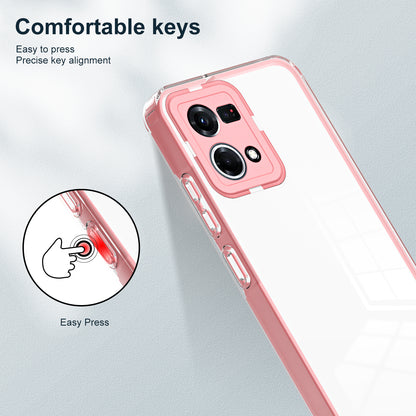 For Oppo Reno7 4G / Reno8 4G / F21 Pro 4G TPU Backplate + PC Frame + PC Camera Ring Hybrid Case 3-in-1 Clear Protection Cover