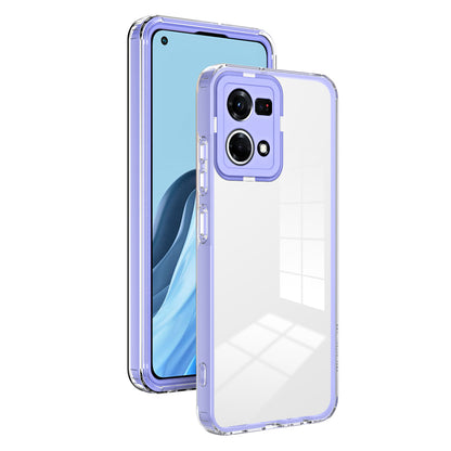 For Oppo Reno7 4G / Reno8 4G / F21 Pro 4G TPU Backplate + PC Frame + PC Camera Ring Hybrid Case 3-in-1 Clear Protection Cover