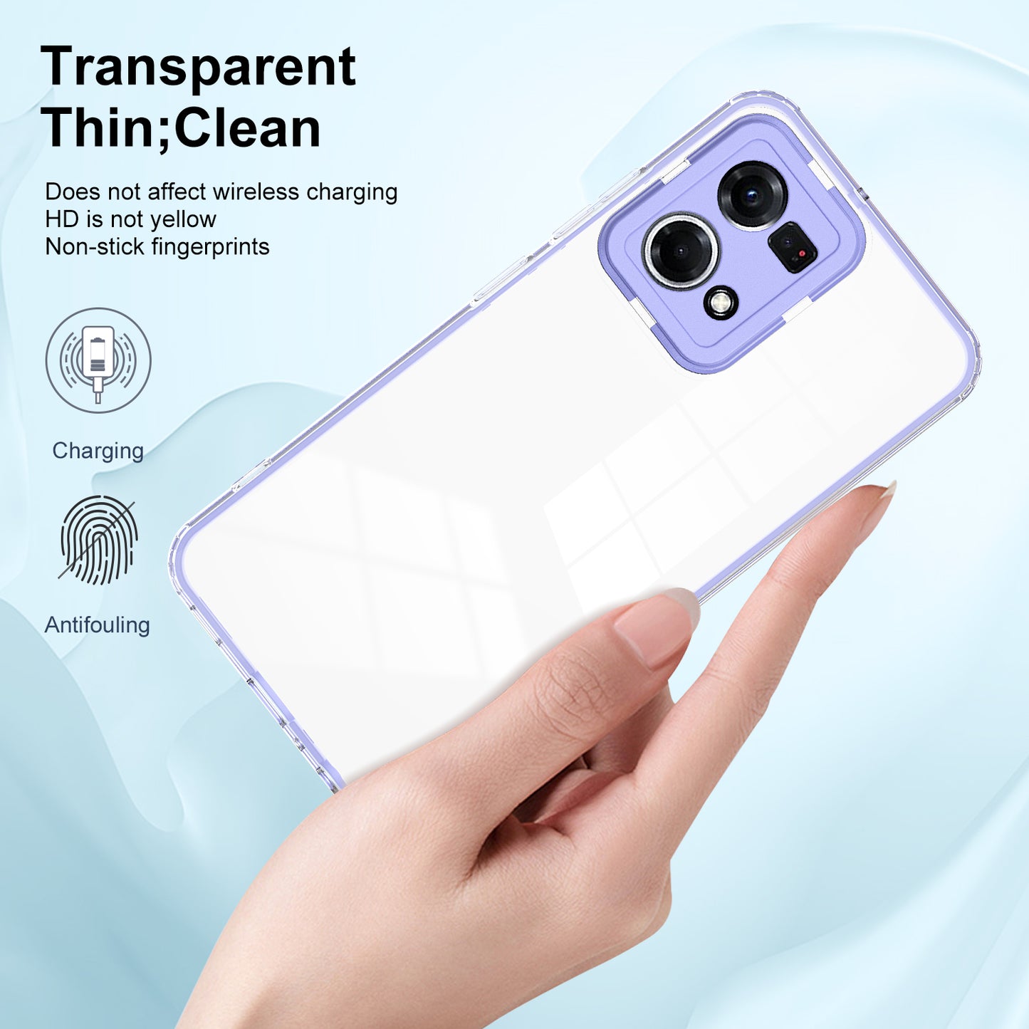 For Oppo Reno7 4G / Reno8 4G / F21 Pro 4G TPU Backplate + PC Frame + PC Camera Ring Hybrid Case 3-in-1 Clear Protection Cover