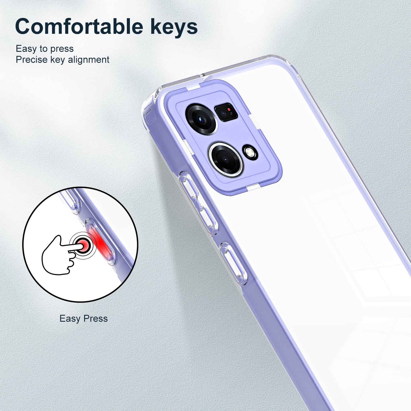 For Oppo Reno7 4G / Reno8 4G / F21 Pro 4G TPU Backplate + PC Frame + PC Camera Ring Hybrid Case 3-in-1 Clear Protection Cover