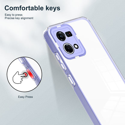 For Oppo Reno7 4G / Reno8 4G / F21 Pro 4G TPU Backplate + PC Frame + PC Camera Ring Hybrid Case 3-in-1 Clear Protection Cover