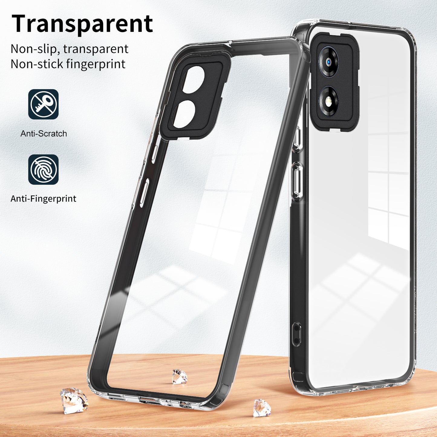 For Motorola Moto E13 4G 3-in-1 Transparent Phone Cover Camera Protection TPU + PC Drop-proof Case
