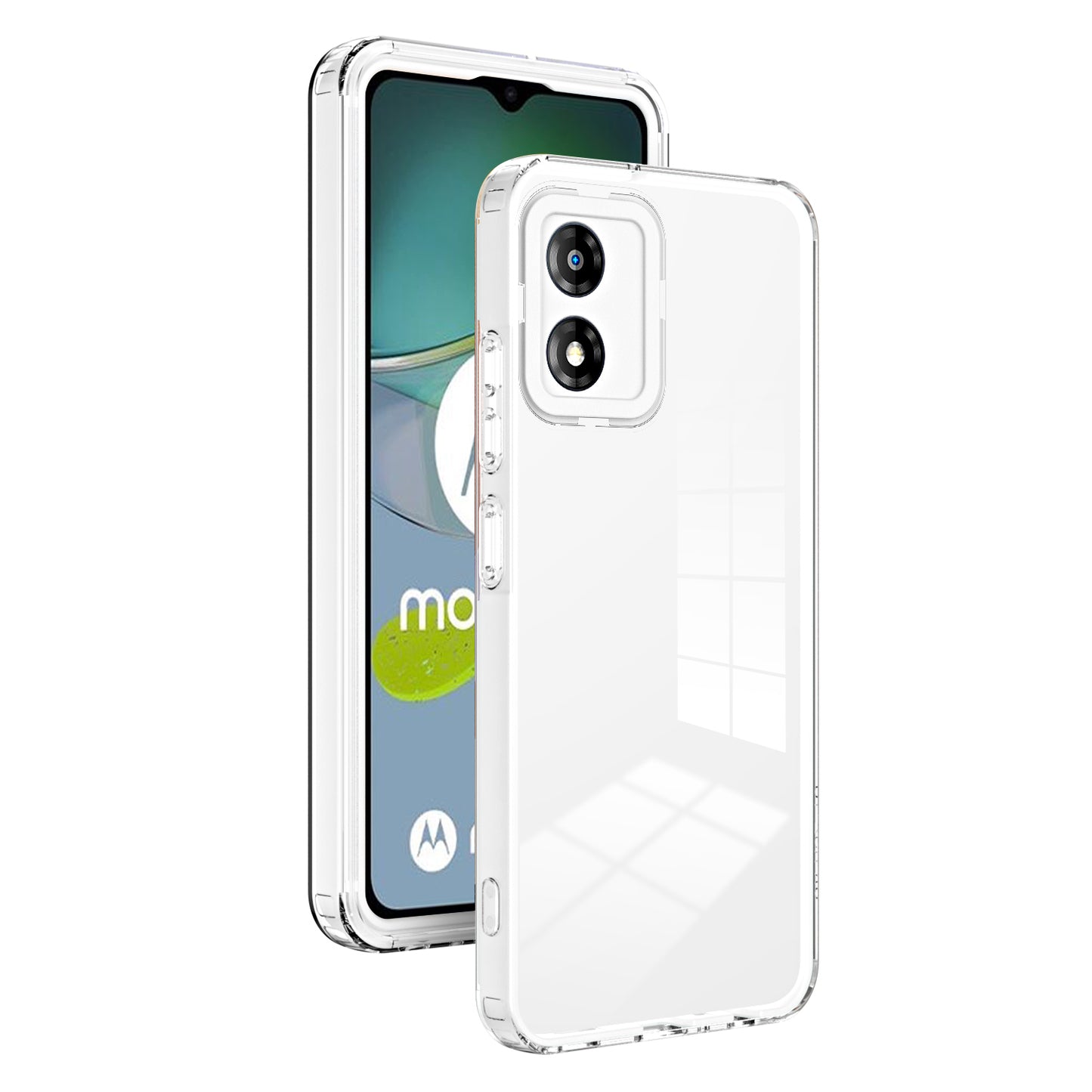For Motorola Moto E13 4G 3-in-1 Transparent Phone Cover Camera Protection TPU + PC Drop-proof Case