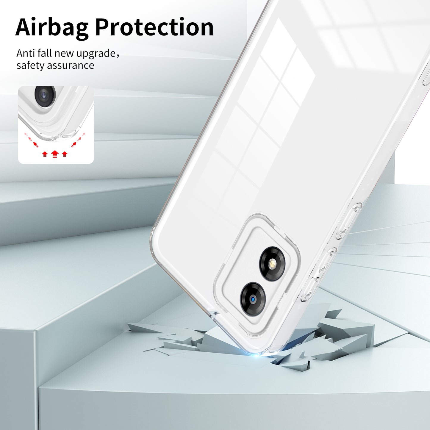 For Motorola Moto E13 4G 3-in-1 Transparent Phone Cover Camera Protection TPU + PC Drop-proof Case