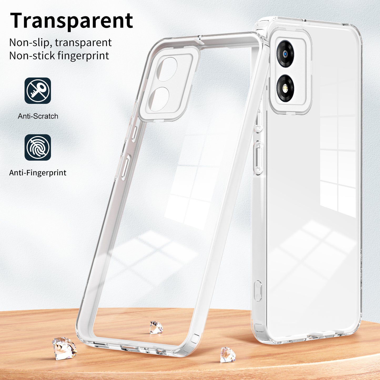 For Motorola Moto E13 4G 3-in-1 Transparent Phone Cover Camera Protection TPU + PC Drop-proof Case