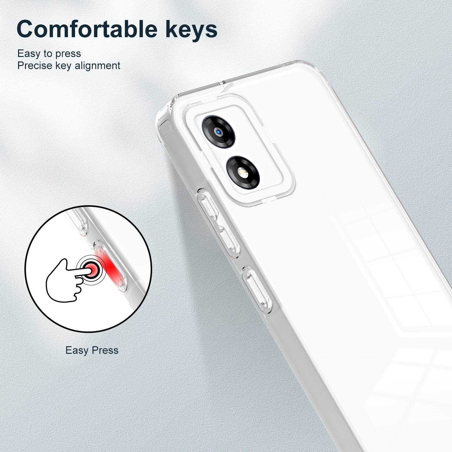 For Motorola Moto E13 4G 3-in-1 Transparent Phone Cover Camera Protection TPU + PC Drop-proof Case