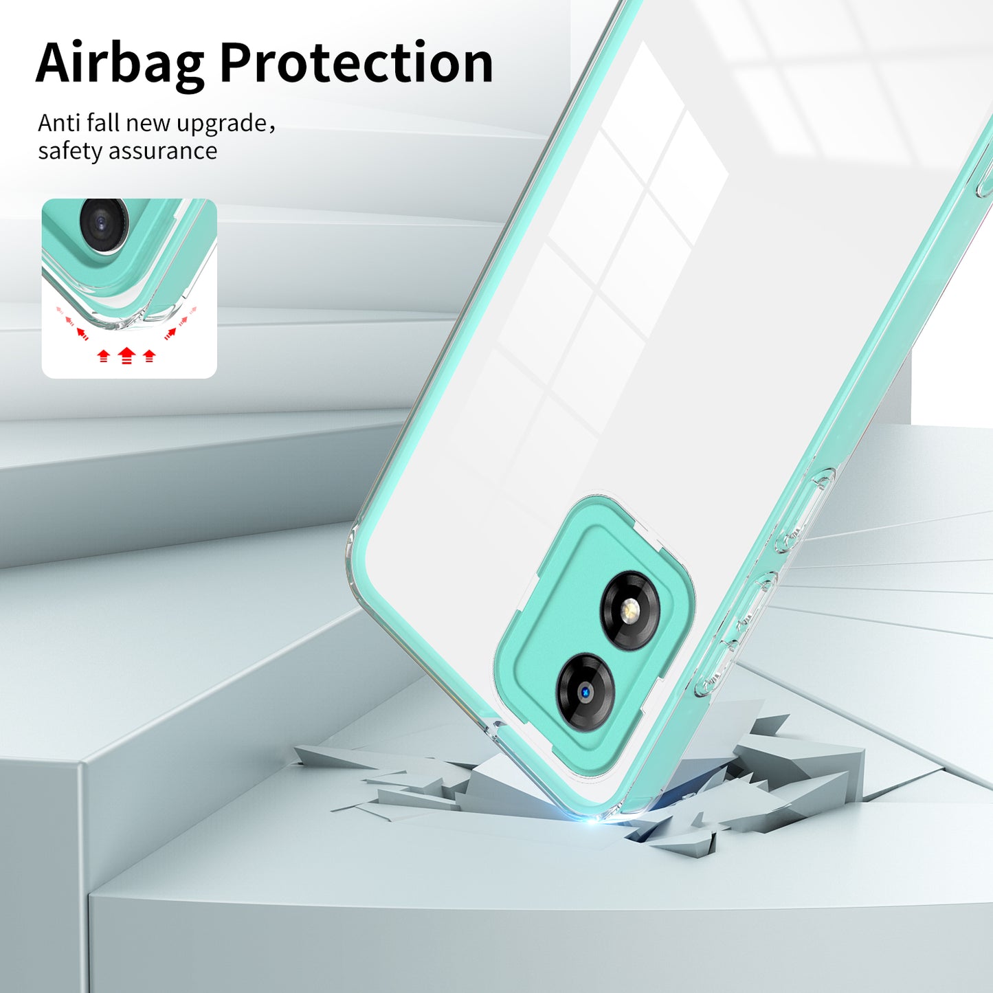 For Motorola Moto E13 4G 3-in-1 Transparent Phone Cover Camera Protection TPU + PC Drop-proof Case