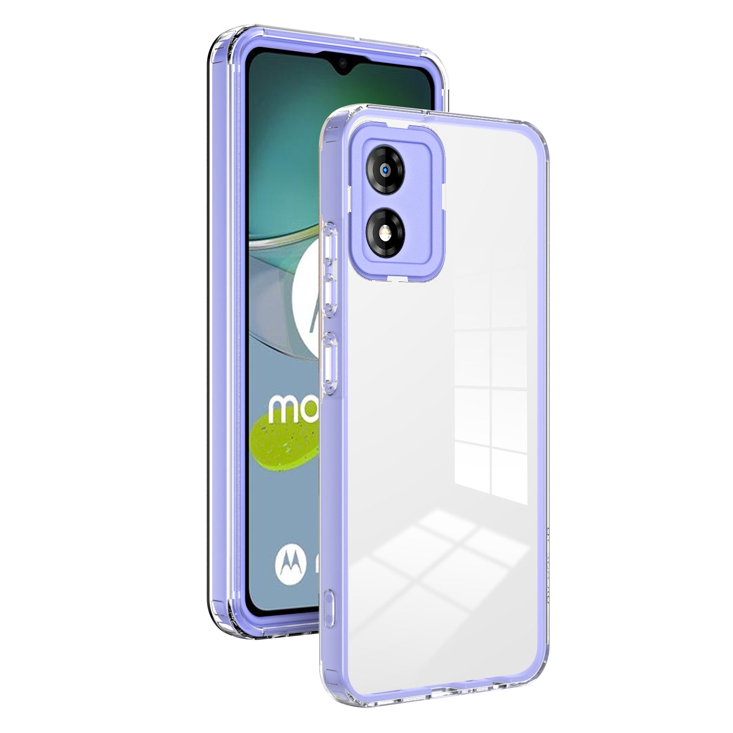 For Motorola Moto E13 4G 3-in-1 Transparent Phone Cover Camera Protection TPU + PC Drop-proof Case