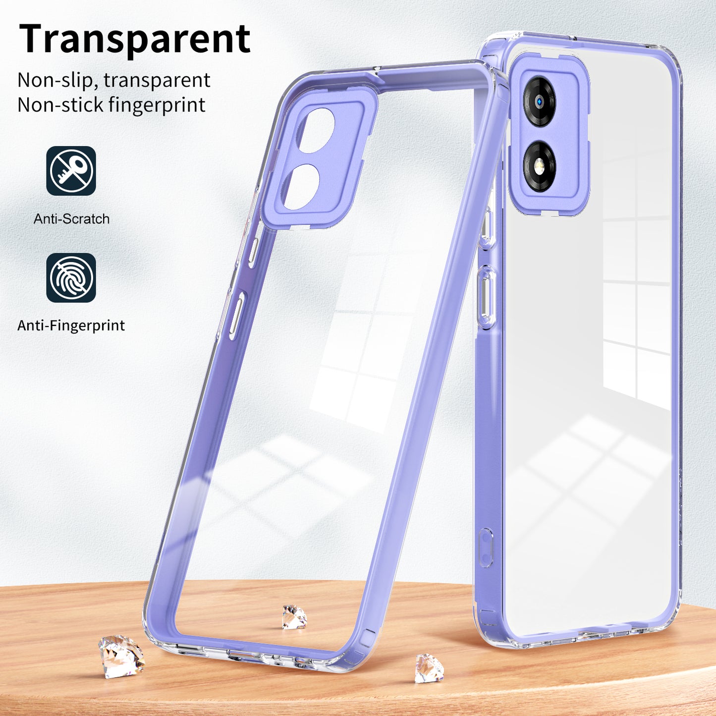 For Motorola Moto E13 4G 3-in-1 Transparent Phone Cover Camera Protection TPU + PC Drop-proof Case