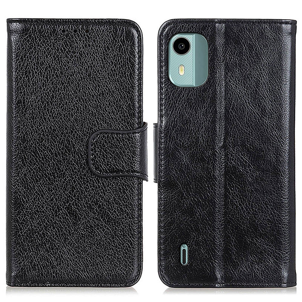 For Nokia C12 4G / C12 Plus / C12 Pro Stand Split Leather Phone Case Nappa Texture Wallet Cover