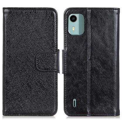 For Nokia C12 4G / C12 Plus / C12 Pro Stand Split Leather Phone Case Nappa Texture Wallet Cover