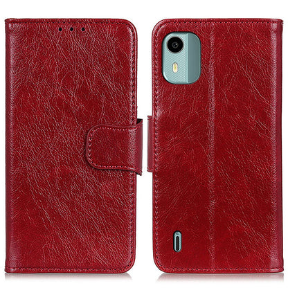 For Nokia C12 4G / C12 Plus / C12 Pro Stand Split Leather Phone Case Nappa Texture Wallet Cover