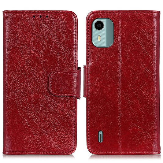 For Nokia C12 4G / C12 Plus / C12 Pro Stand Split Leather Phone Case Nappa Texture Wallet Cover