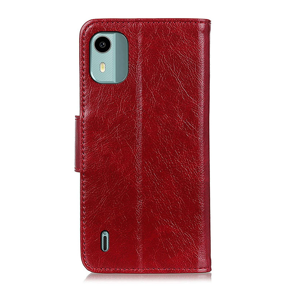 For Nokia C12 4G / C12 Plus / C12 Pro Stand Split Leather Phone Case Nappa Texture Wallet Cover