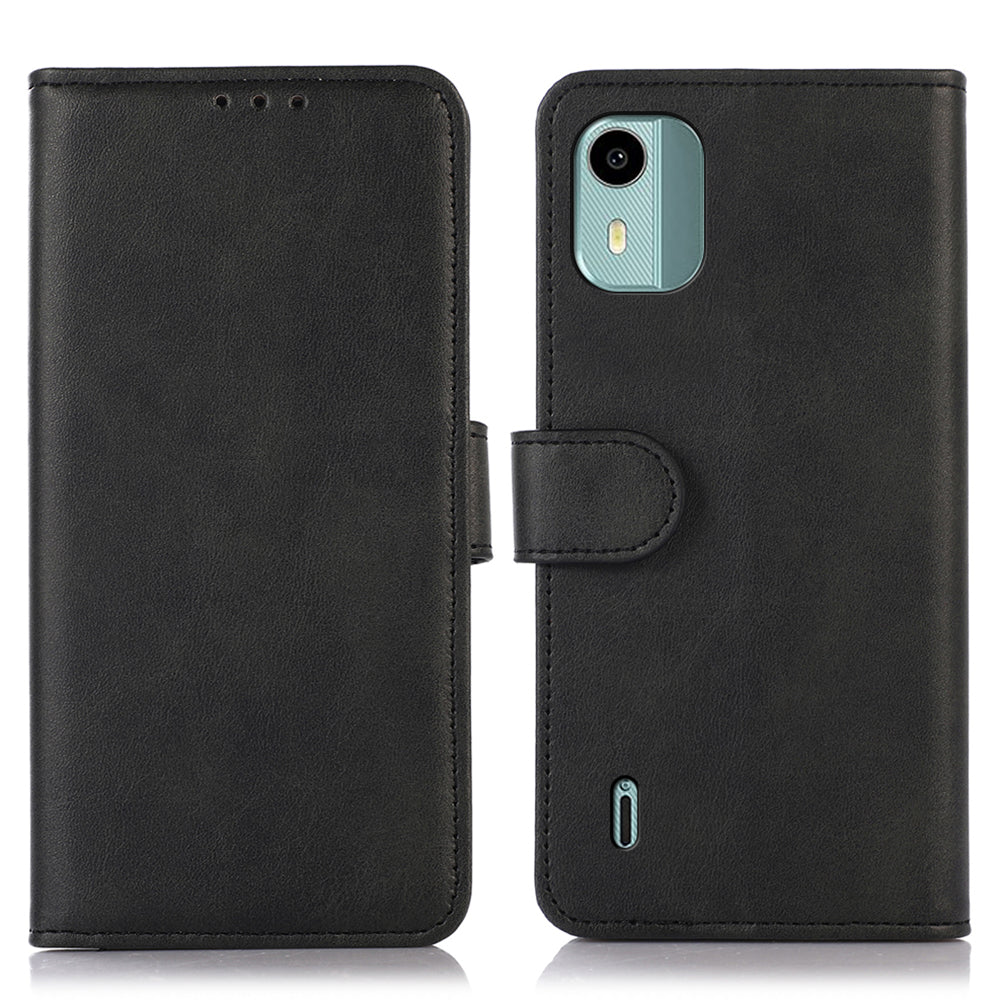 PU Leather Phone Case for Nokia C12 4G / C12 Plus / C12 Pro , Cowhide Texture Phone Cover with Stand Wallet