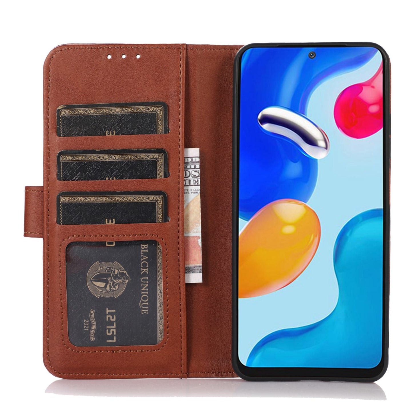 PU Leather Phone Case for Nokia C12 4G / C12 Plus / C12 Pro , Cowhide Texture Phone Cover with Stand Wallet