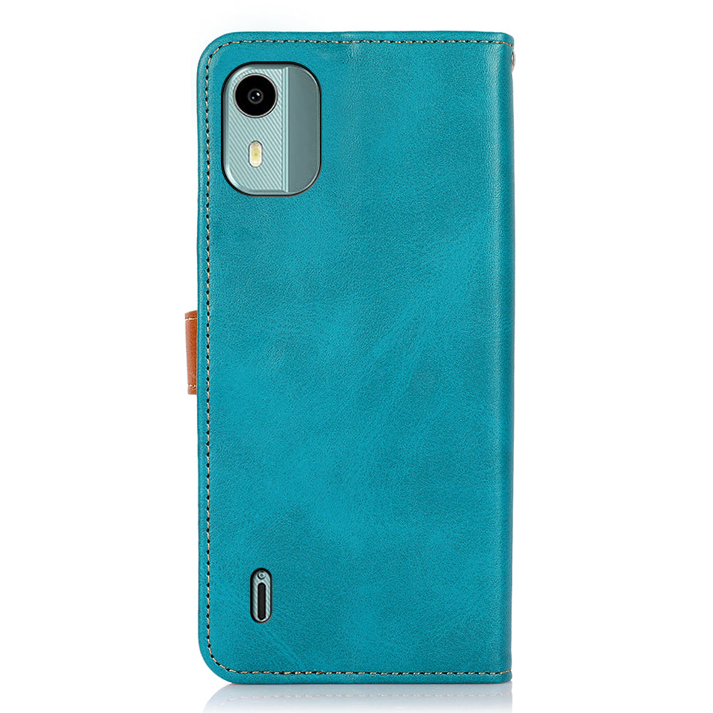 KHAZNEH For Nokia C12 4G / C12 Plus / C12 Pro Phone Leather Cover Gold Button Magnetic Case with Stand Wallet