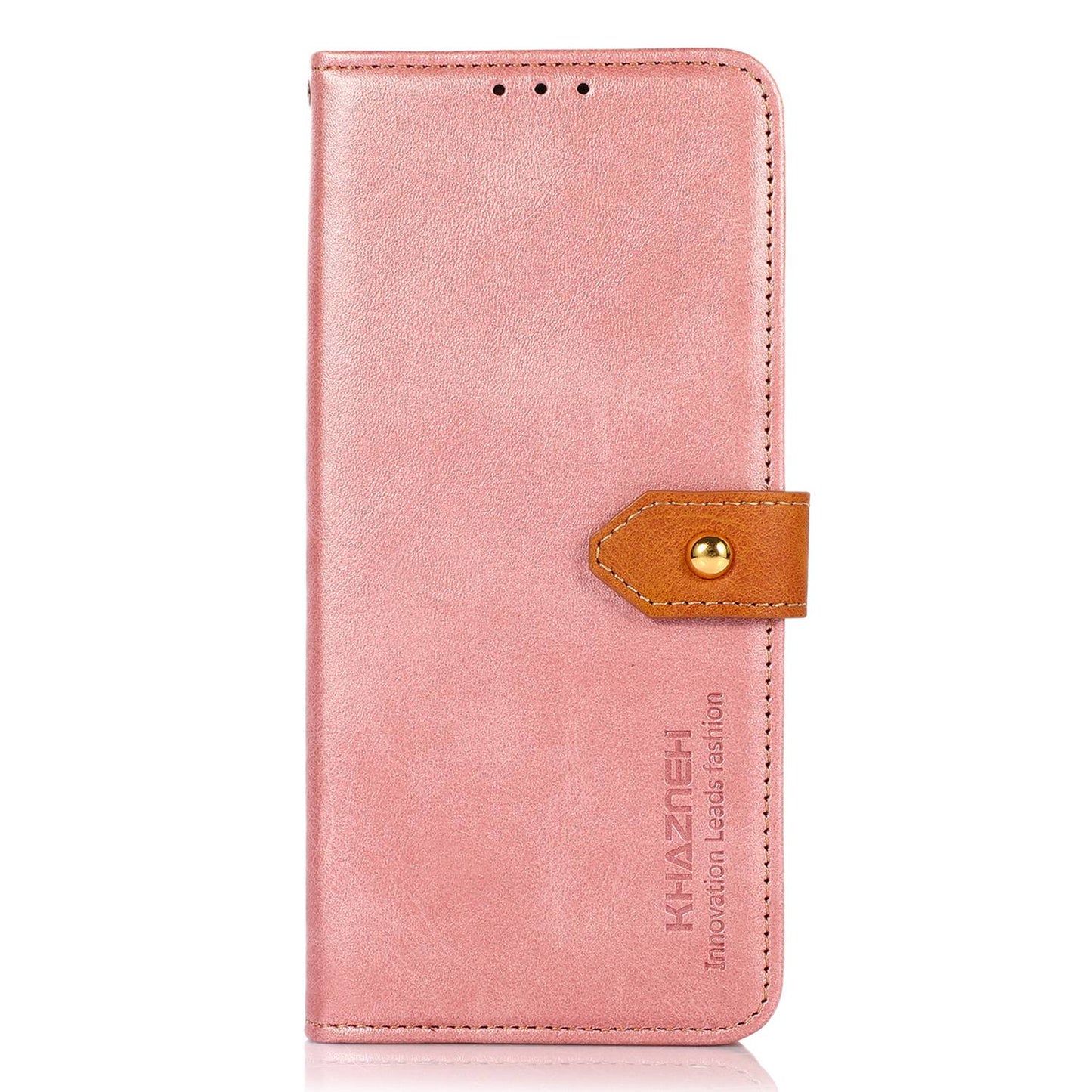 KHAZNEH For Nokia C12 4G / C12 Plus / C12 Pro Phone Leather Cover Gold Button Magnetic Case with Stand Wallet