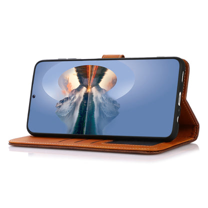 KHAZNEH For Nokia C12 4G / C12 Plus / C12 Pro Phone Leather Cover Gold Button Magnetic Case with Stand Wallet