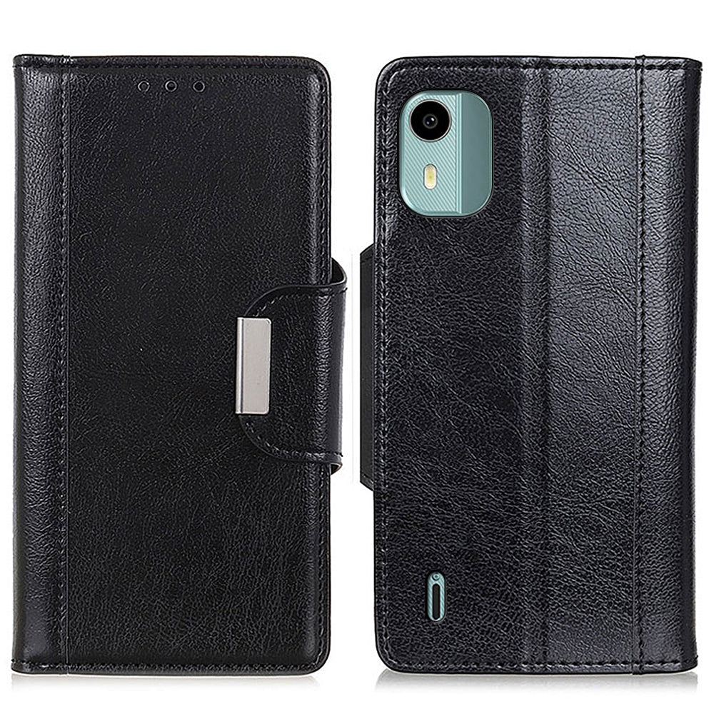 Phone Wallet Case for Nokia C12 4G / C12 Plus / C12 Pro , PU Leather Cowhide Texture Stand Cover