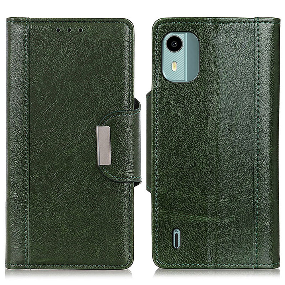 Phone Wallet Case for Nokia C12 4G / C12 Plus / C12 Pro , PU Leather Cowhide Texture Stand Cover