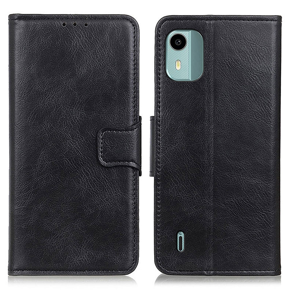 For Nokia C12 4G / C12 Plus / C12 Pro Cell Phone Wallet Case Crazy Horse Texture Leather Cover with Stand