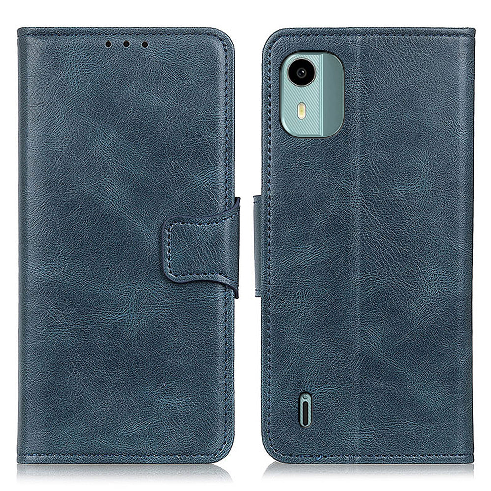 For Nokia C12 4G / C12 Plus / C12 Pro Cell Phone Wallet Case Crazy Horse Texture Leather Cover with Stand