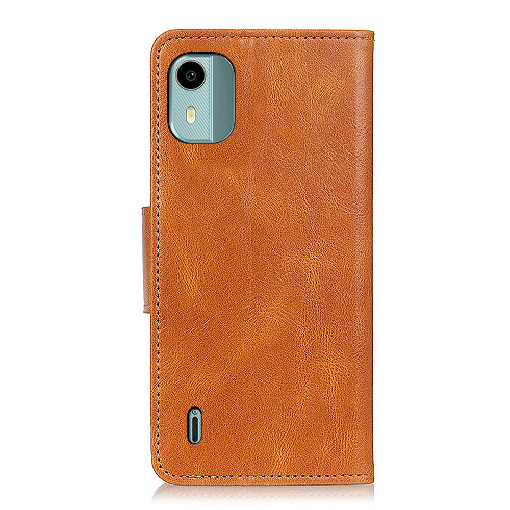 For Nokia C12 4G / C12 Plus / C12 Pro Cell Phone Wallet Case Crazy Horse Texture Leather Cover with Stand