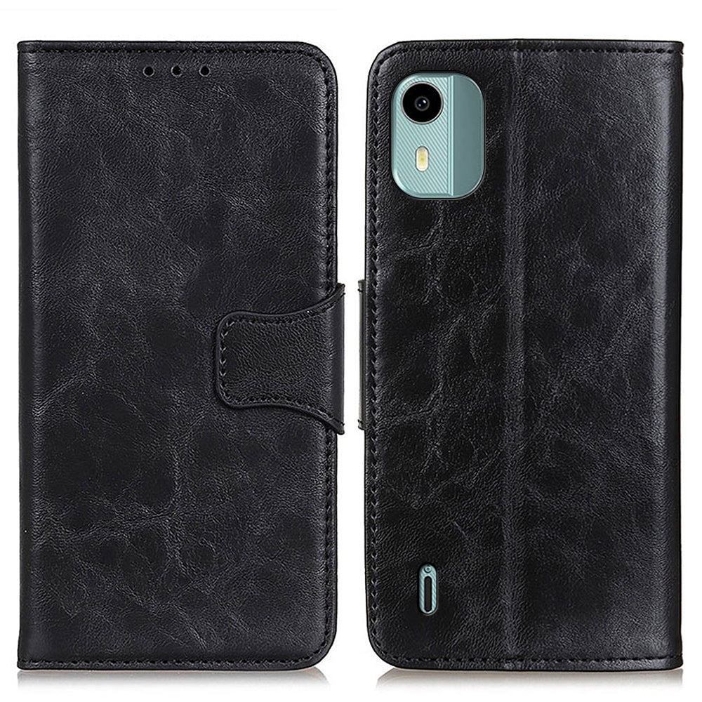 Stand Wallet Phone Case for Nokia C12 4G / C12 Plus / C12 Pro , Split Leather+TPU Crazy Horse Texture Cover