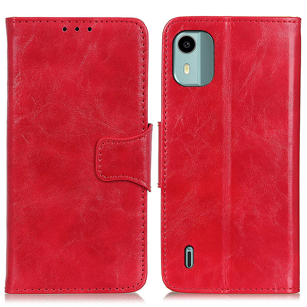 Stand Wallet Phone Case for Nokia C12 4G / C12 Plus / C12 Pro , Split Leather+TPU Crazy Horse Texture Cover