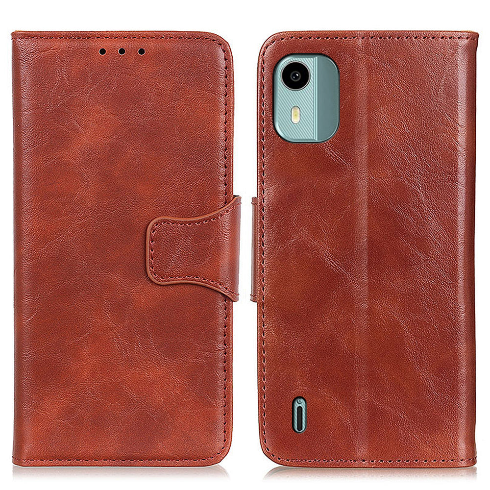 Stand Wallet Phone Case for Nokia C12 4G / C12 Plus / C12 Pro , Split Leather+TPU Crazy Horse Texture Cover