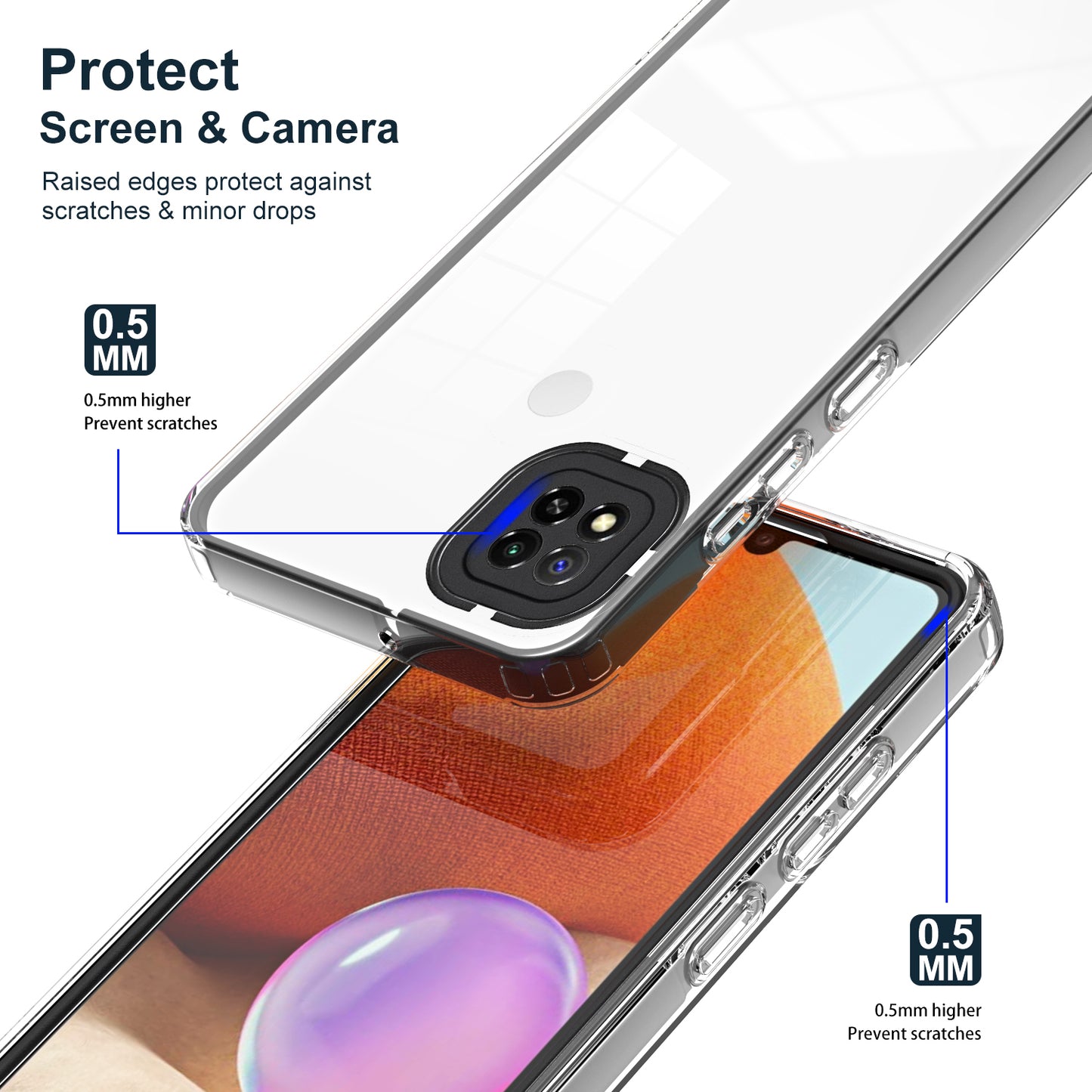 For Xiaomi Redmi 9C / 9C NFC / 10A 3-in-1 Transparent Back Cover TPU + PC Shockproof Phone Case