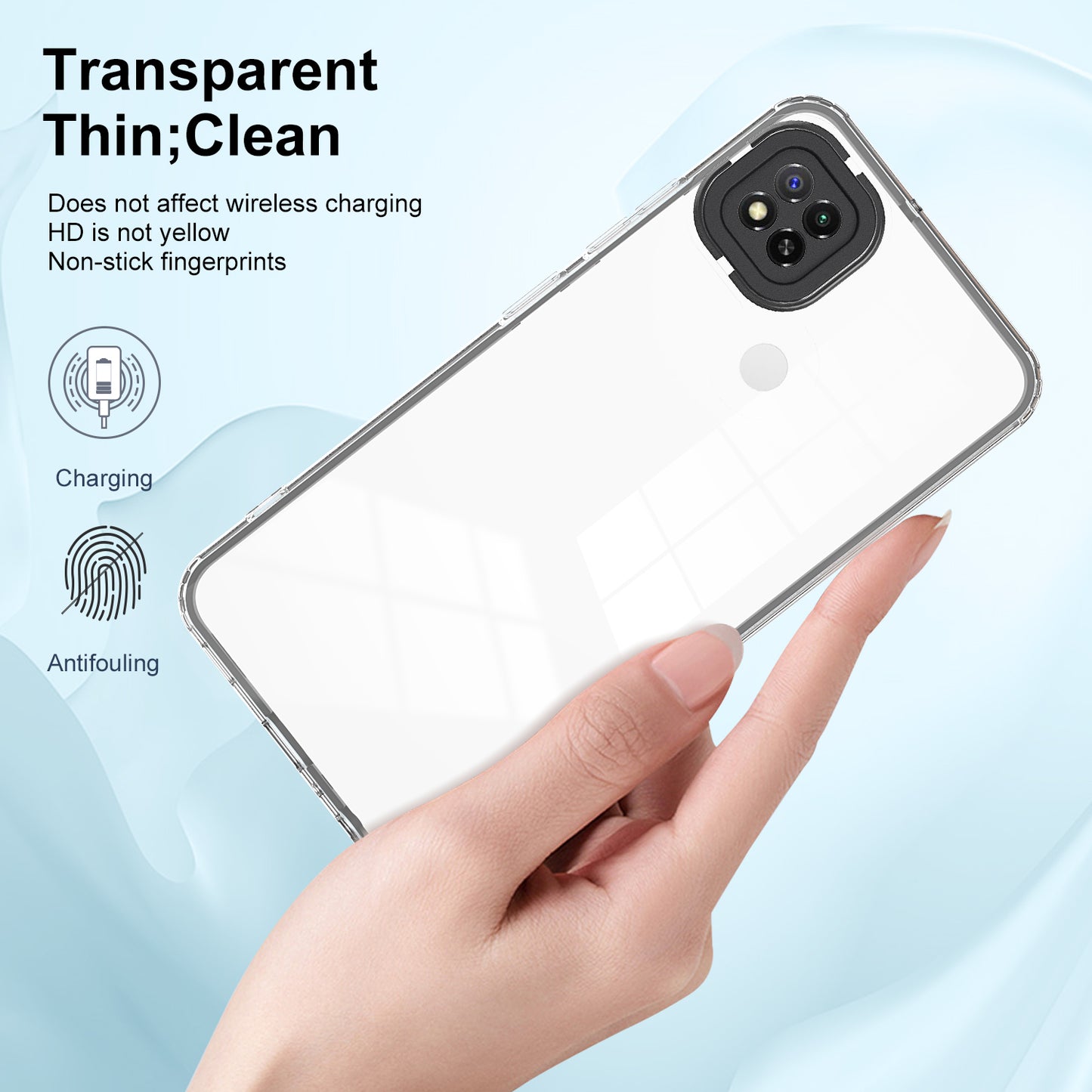For Xiaomi Redmi 9C / 9C NFC / 10A 3-in-1 Transparent Back Cover TPU + PC Shockproof Phone Case