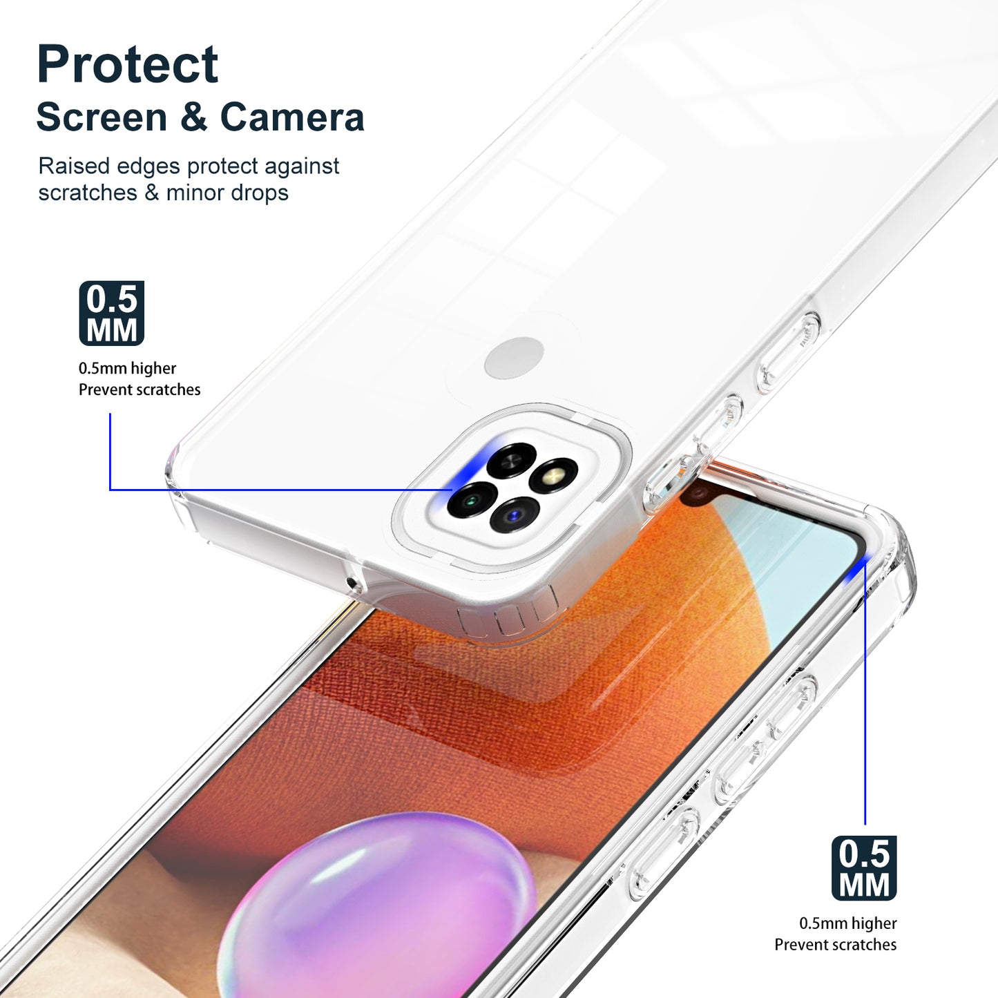 For Xiaomi Redmi 9C / 9C NFC / 10A 3-in-1 Transparent Back Cover TPU + PC Shockproof Phone Case