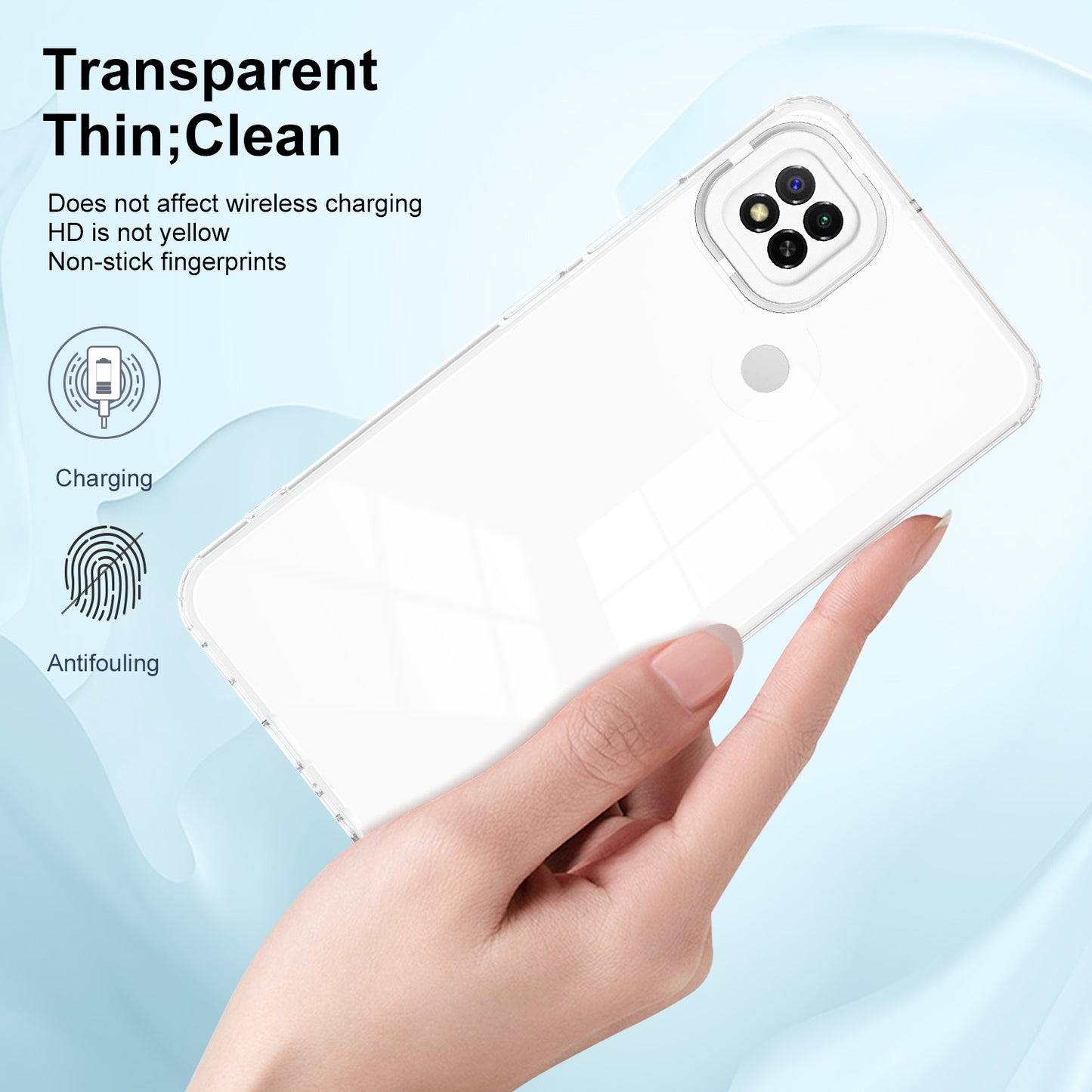 For Xiaomi Redmi 9C / 9C NFC / 10A 3-in-1 Transparent Back Cover TPU + PC Shockproof Phone Case
