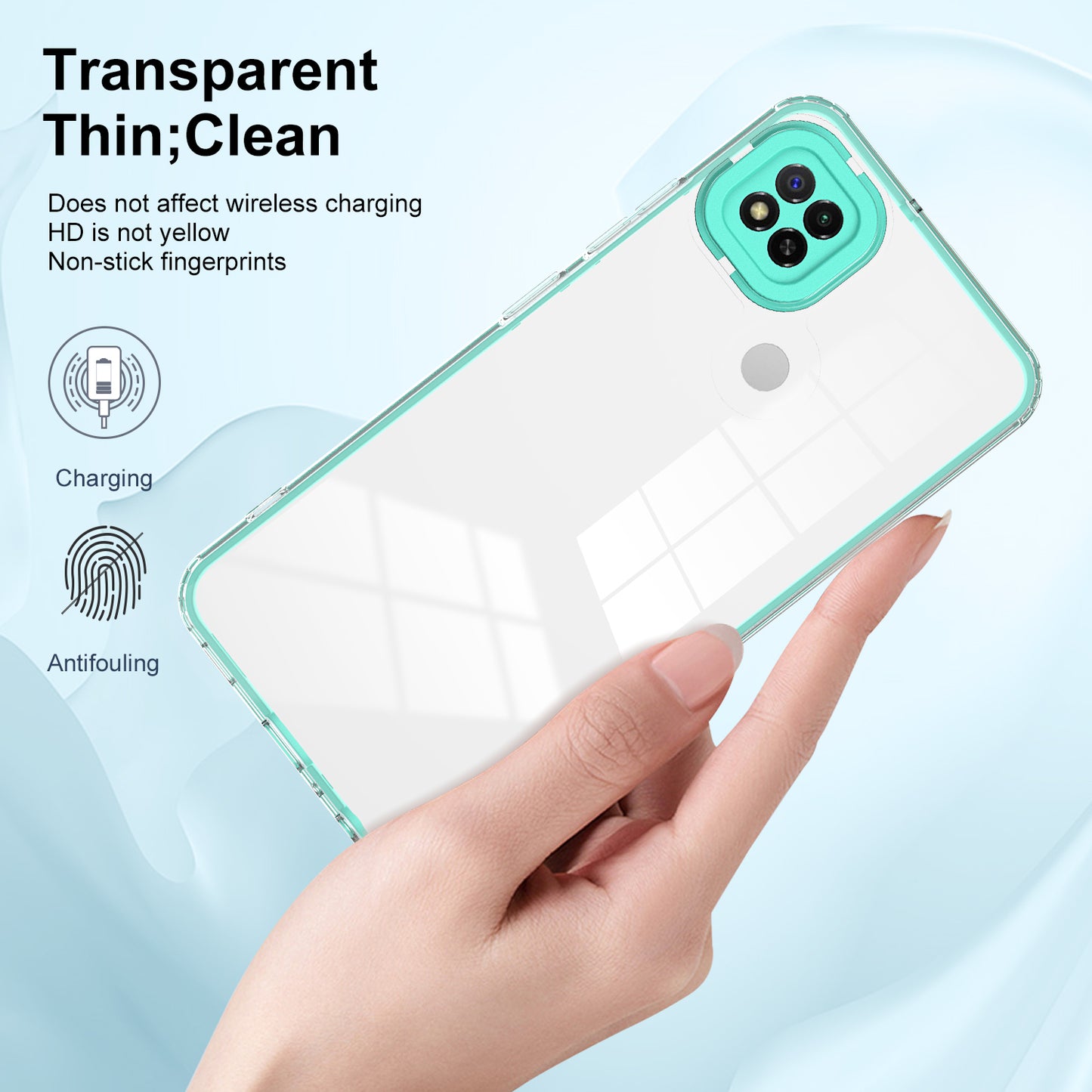 For Xiaomi Redmi 9C / 9C NFC / 10A 3-in-1 Transparent Back Cover TPU + PC Shockproof Phone Case