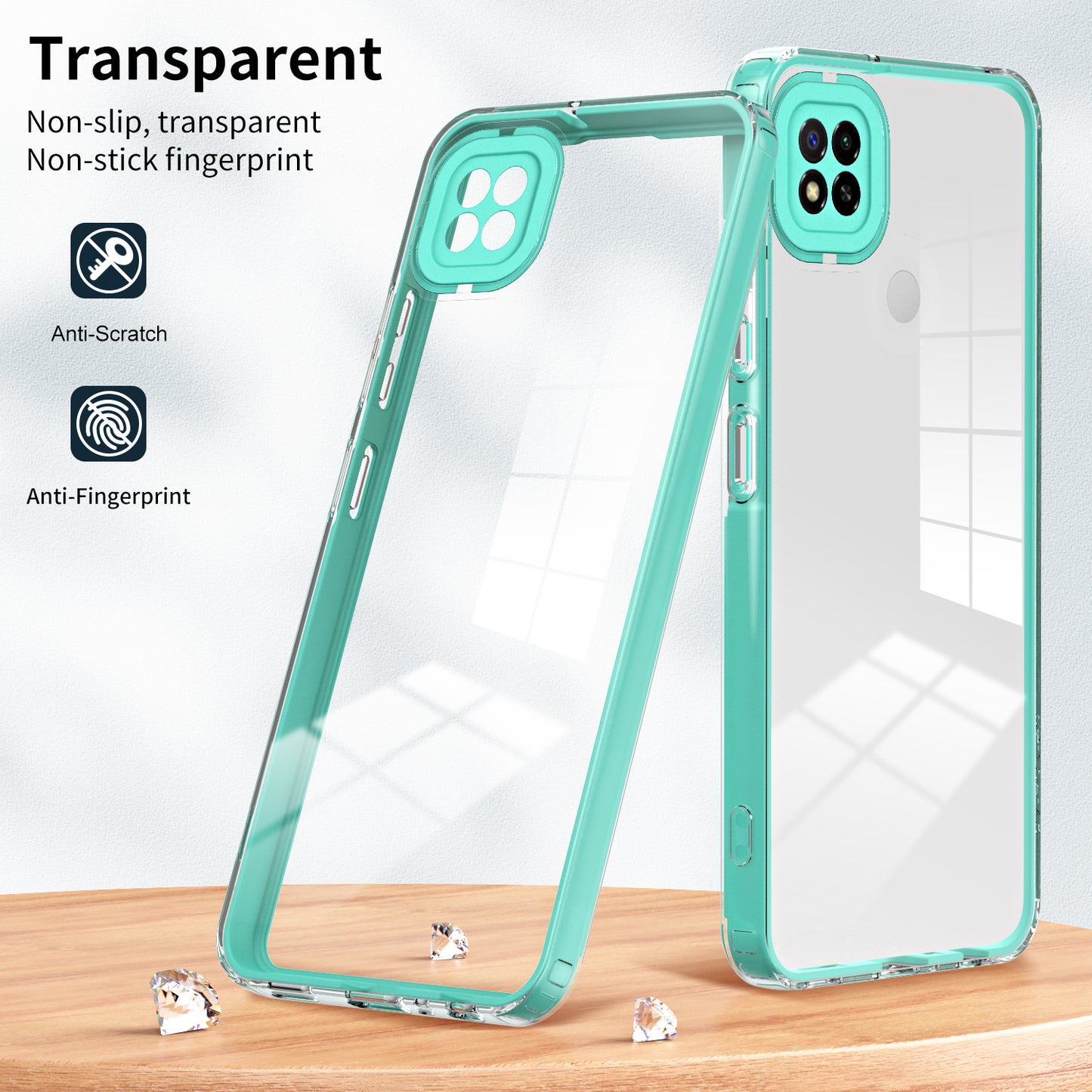 For Xiaomi Redmi 9C / 9C NFC / 10A 3-in-1 Transparent Back Cover TPU + PC Shockproof Phone Case