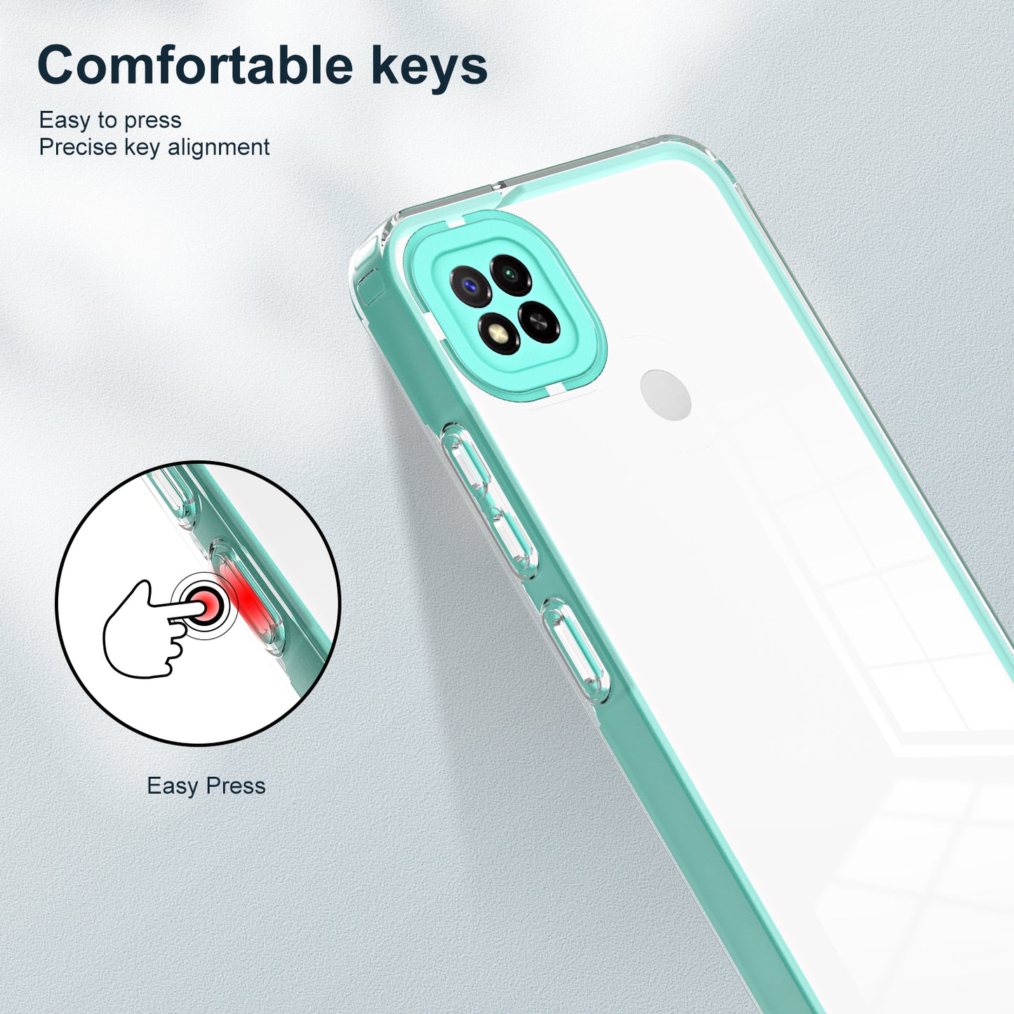 For Xiaomi Redmi 9C / 9C NFC / 10A 3-in-1 Transparent Back Cover TPU + PC Shockproof Phone Case